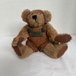 Boyds Bears Bearwear Plush Stuffed Animal Orange Plaid Overalls Collectible